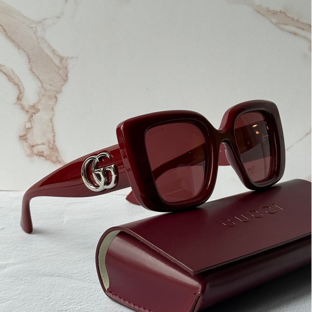 NEW Gucci GG1975S Burgundy Marmont Squared Sunglasses